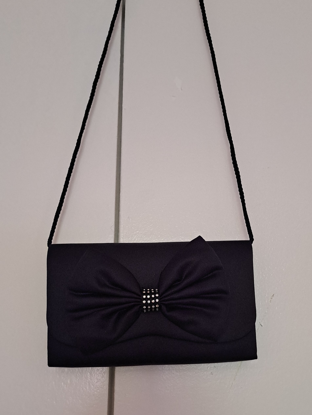 Classic Black Bow Clutch with Stud Accent